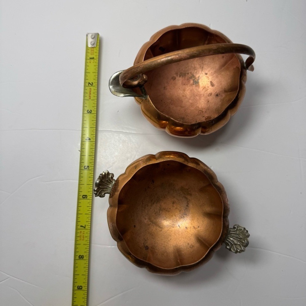 Vintage 70s Venetian Copper Morton Parker Sugar Creamer Cottagecore Farmhouse - Picture 12 of 14